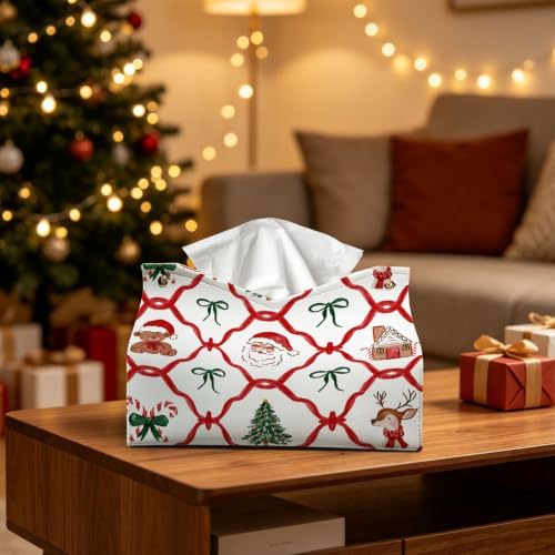 UTELKA Christmas Tissue Box Cover Rectangle, Santa Tissue Holder for Desk - Image 2