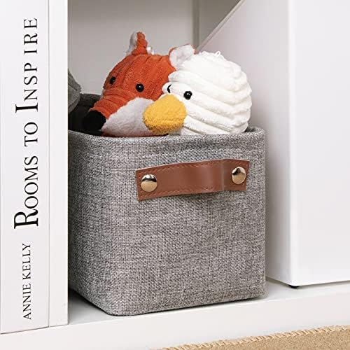 DULLEMELO Fabric Bathroom Storage Bin with Leather Handles, Narrow Organizer for Towels, Toilet Paper Rolls, Storage Basket for Back of Toilet, Vanities, Shelves & Cabinets (Gray) - Image 5