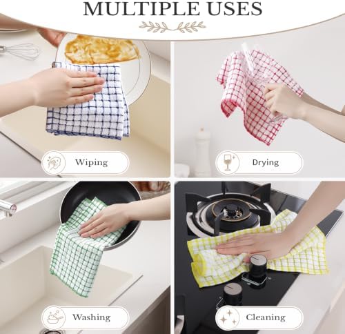 Homaxy 12 Pack Terry Kitchen Dish Cloths, 12"x12", Blue/Yellow/Red/Green - Image 5