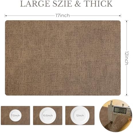 Romanstile Faux Leather Vinyl Placemats Set of 4, Brown - Image 6