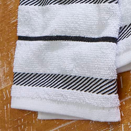 KitchenAid Albany Kitchen Towel 4-Pack Set, Matte Black/White, 16"x26" - Image 3