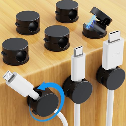 AGPTEK 8 Pack Magnetic Cable Clips, 360° Rotatable Cord Holder, Black by AGPTEK