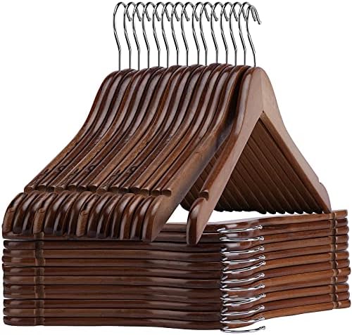 Wooden Shirt Hangers - Pack of 30 Sturdy Wood Hangers, Ideal for Laundry & Everyday Use, Heavy Duty, Walnut by Uilmart