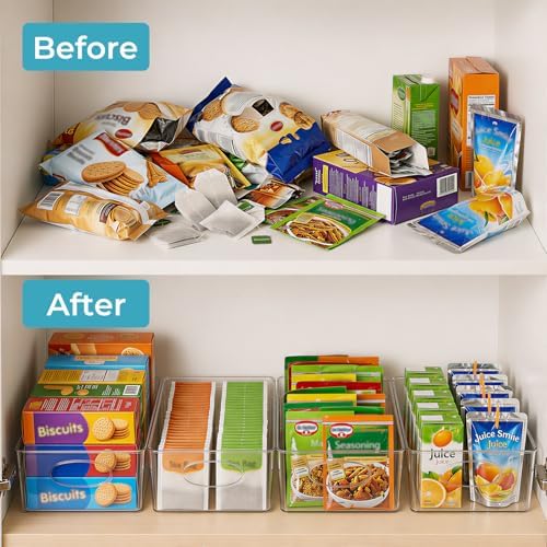 UFORU 5 Pack Clear Plastic Pantry Organizers and Storage with Handles - Image 2