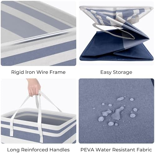 HomeHacks 2 Pack Laundry Baskets, Laundry Hampers Bags (Blue+Pink 88L) - Image 2