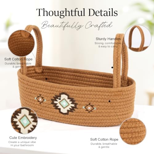 2Pcs Western Cow Toilet Paper Basket for Tank Top Brown Highland Cow Wovern Organizer for Bathroom (Western) - Image 5