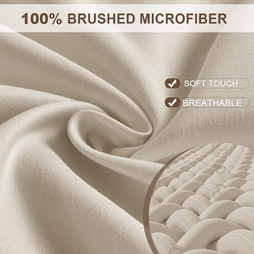 FreshCulture Queen Fitted Sheet - Hotel Quality, Ultra Soft & Breathable Brushed Microfiber, Deep Pocket, Cooling Fitted Sheets for Queen Size Bed (Cream) - Image 2