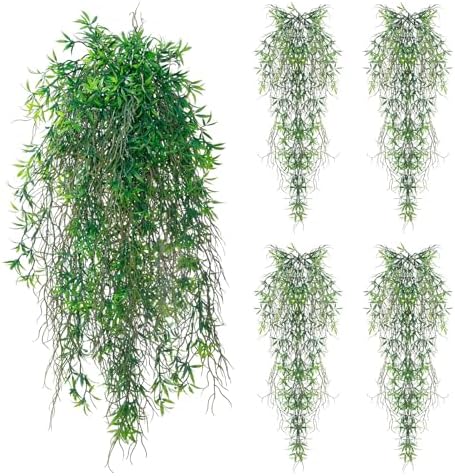 dallisten 4Pcs Fake Hanging Fern Plants for Outdoors, UV Resistant Artificial Ferns Greenery Vines Faux Trailing Plants for Indoor Wall Porch Wedding Boho Home Garden Decor(4PCS DeepGreen Ferns) by dallisten
