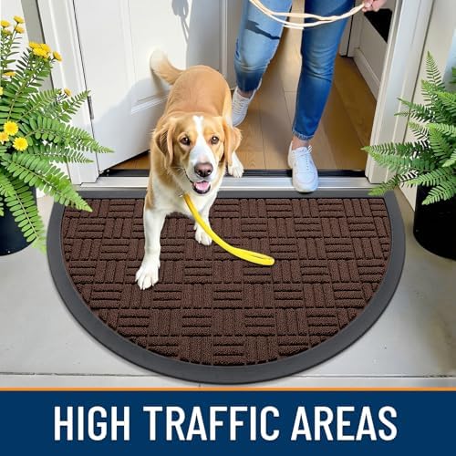 OLANLY Half-Circle Front Door Mat 29.5x17, Heavy-Duty Rubber Doormat - Image 5