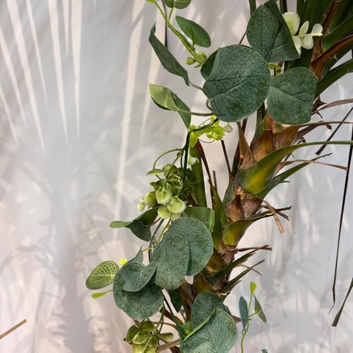 2 Pcs Artificial Eucalyptus Garland 5.9 Ft Faux Hanging Eucalyptus Leaves Vines with Flowers for Home Wedding Party Wall Decoration - Image 5