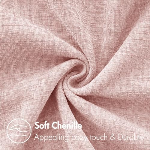 MIULEE Soft Chenille Lumbar Throw Pillow Covers Pink 12x20 Inch Pack of 2 - Image 2
