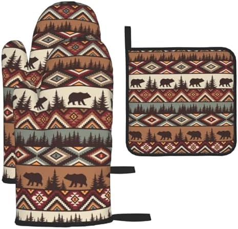 Vintage Rustic Oven Mitts and Pot Holders Sets Cabin Kitchen Decor by Unknown