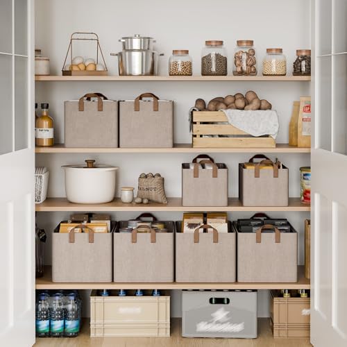 StorageWorks Large Fabric Storage Bins, Brown and Beige, 2-Pack - Image 3
