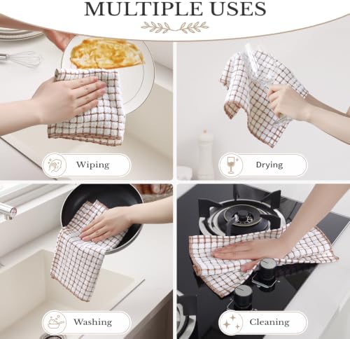 Homaxy 16 Pack Terry Kitchen Dish Cloths, 12"x12", Brown - Image 5