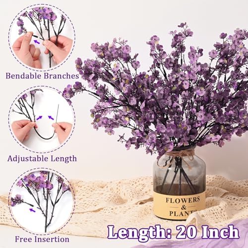 10 Pcs Fake Flowers, Babys Breath Artificial Flowers, Lavender Purple - Image 3