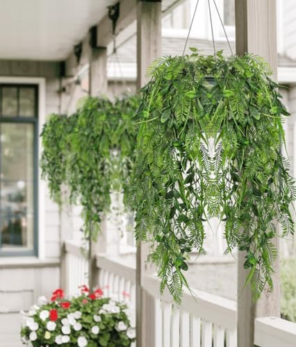Hollyone 2pcs Artificial Hanging Plant 36" Faux Ferns Artificial Plastic Greenery Ivy Leaves Fake Vines for Wall Farmhouse Living Room Kitchen Shelf Garden Home Patio Indoor Outdoor Decor - Image 4