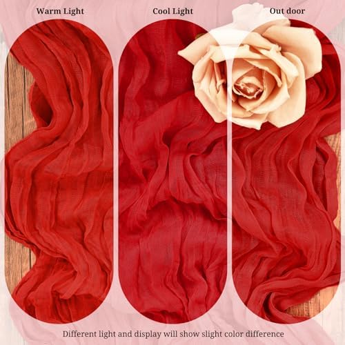 10 Pack Red Cheesecloth Table Runner 17x108 Inch Boho Gauze Cheese Cloth Table Runners for Wedding Party Baby Shower Birthday Home Decor - Image 4