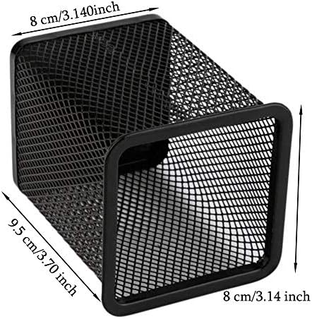 EORTA 3 Pack Square Pen Holders Pencil Holders Black Metal Mesh Pen Pencil Cups Stationery Organizer for Desk - Image 2