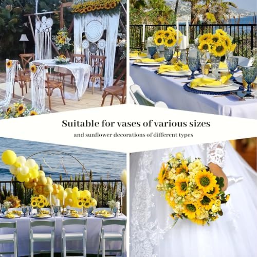 7Pcs Realistic Silk Sunflowers Artificial Flowers,12.6''Fake Sunflowers with Adjustable Long Stem&Detachable Flower Head,Perfect for Home Decor,Wedding,DIY,Sunflowers Decoration for Indoor&Outdoor - Image 6