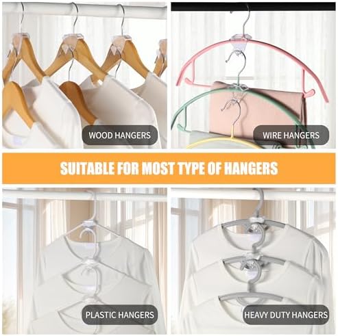 SLMT Space Saving Hanger Hooks 30 Pack, Clear Clothes Hanger Connector Hooks, Dorm Room Essentials, Closet Organizers and Storage (Clear) - Image 3