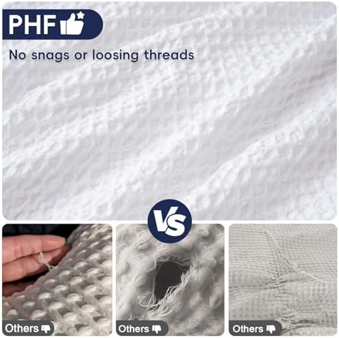 PHF Ultra Soft Waffle Pillow Shams Queen Size 20"x30", White, No Insert - Image 5