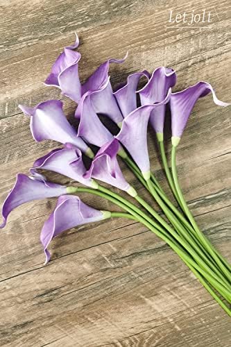 Letjolt Calla Lily Artificial Flowers 12Pcs Purple Realistic Bouquet - Image 2