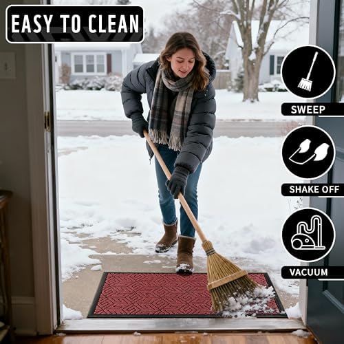 Yimobra Front Door Mat for Outside Entrance, Red, 29.5x17 - Image 5