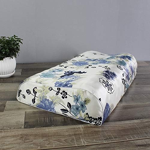 Silk Pillowcase for Memory Foam Pillow Neck Pillow, Pure Mulberry Silk Pillow Case for Cervical Pillow Contour Pillow (Blue Flowers, 20" x 12.5" x 4"/3") by Cozysilk%7CBringNatureHome