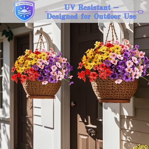 Geegoods 32 Bundles Artificial Mums Flowers for Outdoors, Mix 4 Colors - Image 2