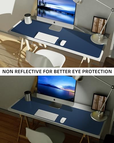 Large Desk Mat,55" x 17"Leather Desk Pad Protector,Large Mouse Pad,Office Desk Mat, Non-Slip PU Leather Desk Blotter,Desk Pad,Waterproof Desk Writing Pad for Office/Home/Decor (Midnight Blue) - Image 6