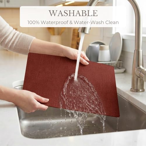 Romanstile Faux Leather Vinyl Placemats Set of 8, Red - Image 4