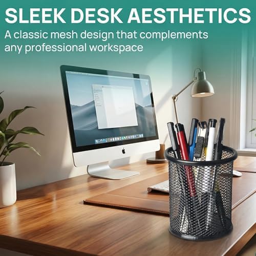 Nicunom 12 Pack Metal Pen Holder Wire Mesh Pen Cup Pencil Holder Pencil Cup for Desk Office Pen Organizer, Black - Image 5