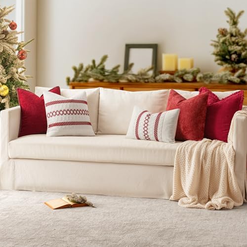 MIULEE Decorative Couch Throw Pillow Covers 18x18 Inch Red 2 Pack - Image 6