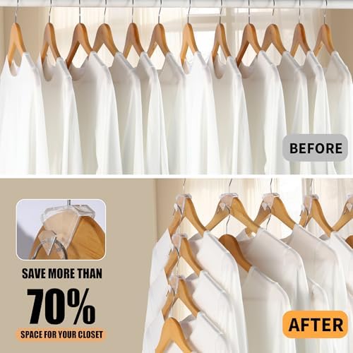SLMT Space Saving Hanger Hooks 30 Pack, Clear Clothes Hanger Connector Hooks, Dorm Room Essentials, Closet Organizers and Storage (Clear) - Image 2