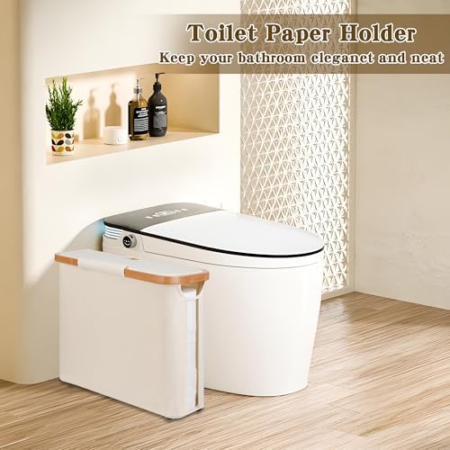 Toilet Paper Storage Basket with Lid - The Ultimate Bathroom Organizer, Free Standing Toilet Paper Holder for Up to 9 Mega Rolls, Toilet Tissue Storage Bin with Handle for RV Closet, Beige - Image 6