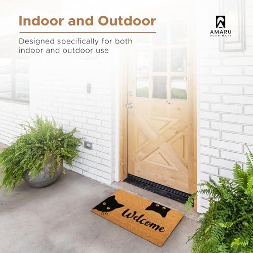 Coir Welcome Mat, Non-Slip, Welcome Cats, 24 x 36 in - Image 4