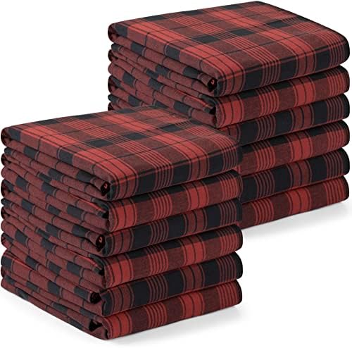 Utopia Towels Red & Black Dish Towels [12 Pack - 15 x 25 Inc] 100% Cotton by UTOPIATOWELS