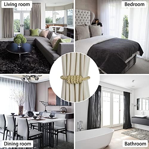 BEL AVENIR Magnetic Curtain Tiebacks 6 Pack Hand-Woven Curtain Ties - Image 5