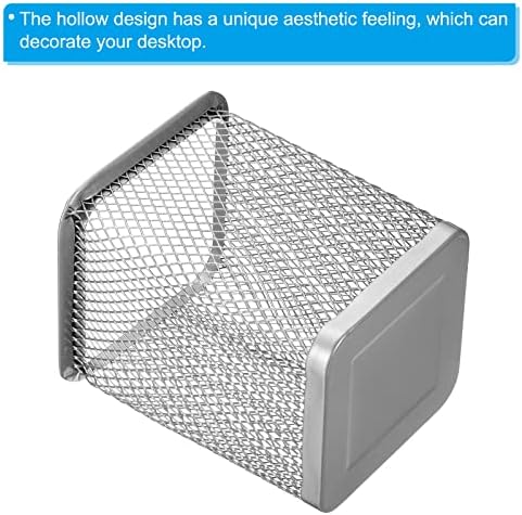 PATIKIL Mesh Pen Holder, 2 Pack Pencil Holder Pencil Basket Pen Cup Locker Organizer Square Makeup Brush Holder for Desk Accessories, Silver - Image 4
