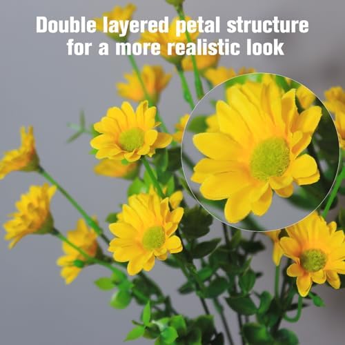 alyptus Enhance Your Outdoor Space Artificial Flowers & Plants 20 Bundles Anti-UV Simulated Flowers Lifelike Fake Silk Colorful Daisy Bulk for Christmas Thanksgiving Decoration (20 Bundles 1#) - Image 3