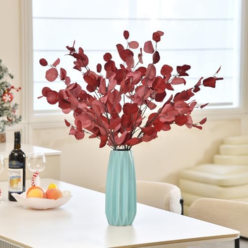 3 PCS 33" Artificial Eucalyptus Stems, Silk Branches for Vase Decor, Red - Image 6