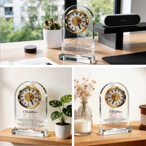 WKYAER Acrylic Clock for Daughter, Inspirational Keepsake with Loving Message, Beautiful, Motivational Timepiece, Graduation Gift for My Daughter, 4.3 x 7.8 in - Image 5