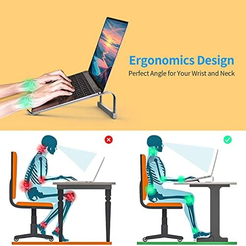 LENRUE Laptop Stand for Desk，Stable MacBook Pro Stand，Ergonomic Aluminum Computer Riser for 12 13 15 16.2 inch ，Computer Cooling Stand for Mac MacBook Pro Air,HP, Dell, More PC Notebook (Space Gray) - Image 4