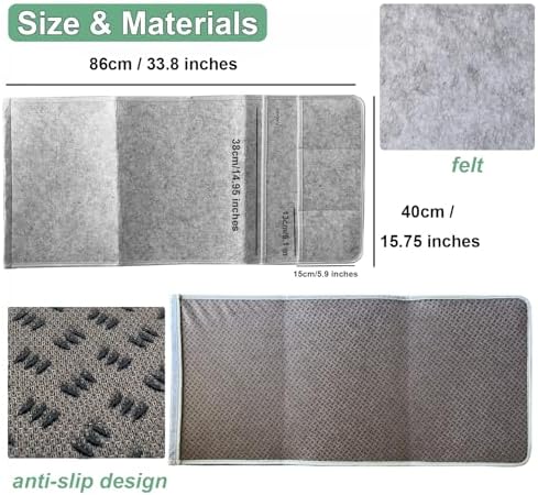 Sofa Armrest Caddy, Armchair Caddy for Recliner, Couch Organizer, Bedside Organizer, Remote Holder with Silicone Non-slip Design,4 Pockets for Magazine, Notepad,Phone, Ipad, Glasses (Light Grey-1) - Image 4