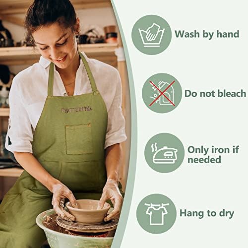 Full Coverage Pottery Apron Split Leg - 100% Cotton Canvas Potter's & Ceramics Aprons with Pockets for Women & Men - Image 6