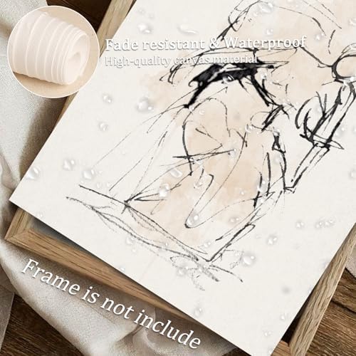 Vodefoad Figure Sketch Art Print Neutral Gallery Wall 6Pcs Set Soft feminine lines Abstract Wall Prints Boho Neutral Line Art Minimalist Bedroom Decor Vintage Drawing Art Female Prints Unframe - Image 3