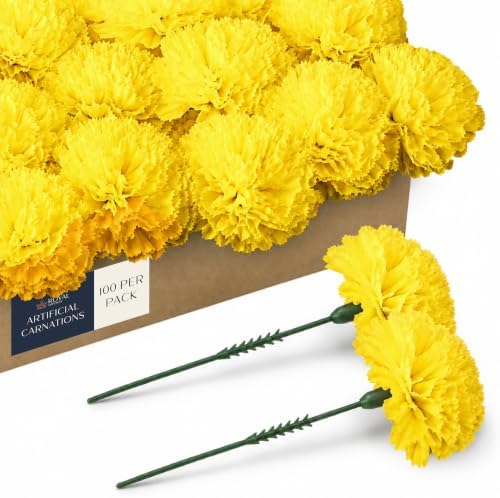 Royal Imports Carnation Artificial Flowers for Weddings – Yellow 100pk by RoyalImports