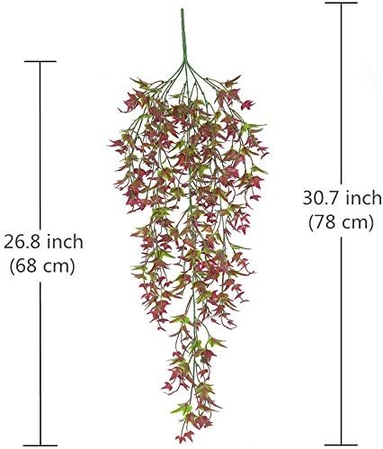 PASYOU Artificial Vine, Hanging Ivy Sweet Potato Leaves Plastic Plants Foliage Vines, UV Resistant Greenery Fake Flowers for Indoor Outdoor Garden Door Wall Wedding Party Table Decoration Red 2 Pack - Image 3