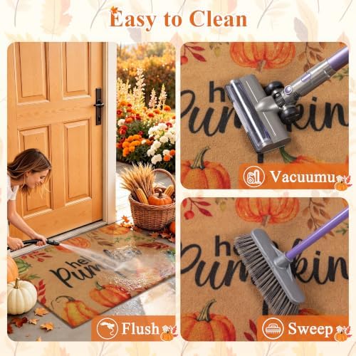 Ileading Fall Door Mat 24"x36", Non Slip No Shedding Faux Coir Mat Porch - Image 5
