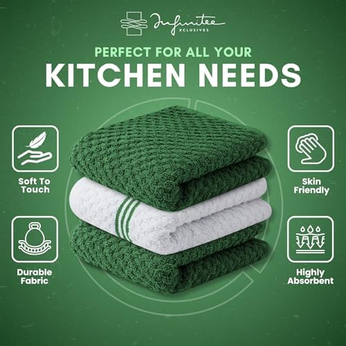 Infinitee Xclusives Kitchen Towels - 3 Pack - Cotton Dish Towel |15" x 25"| - Image 5